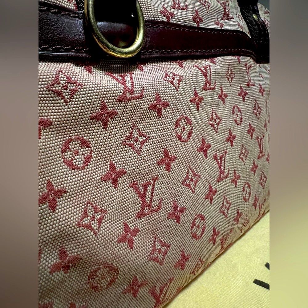 RARE vintage LV denim burgundy Josephine mini Lin. - Picture 7 of 14
